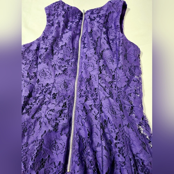 danny and nicoles Fit & Flare Dress Sleeveless Lace Overlay Blue Size 6 - Picture 9 of 9